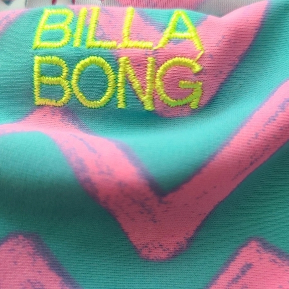 Billabong 2 Piece Swimsuit wit tasseled Halter nylon Pink Blue Chevron Bikini. - Picture 7 of 8